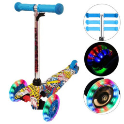 Trotineta cu 3 roti si luminite multicolore, Albastru