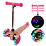 Trotineta cu 3 roti si luminite multicolore, Roz