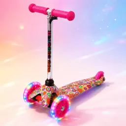 Trotineta cu 3 roti si luminite multicolore, Roz