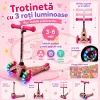 Trotineta cu 3 roti si luminite multicolore, Roz