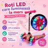 Trotineta cu 3 roti si luminite multicolore, Roz