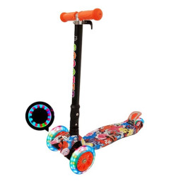 Trotineta cu 3 roti si luminite multicolore, 3-8 ani, 60kg, Portocaliu
