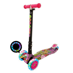 Trotineta cu 3 roti si luminite multicolore, 3-8 ani, 60kg, Roz