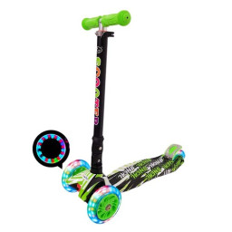 Trotineta cu 3 roti si luminite multicolore, 3-8 ani, 60kg, Verde