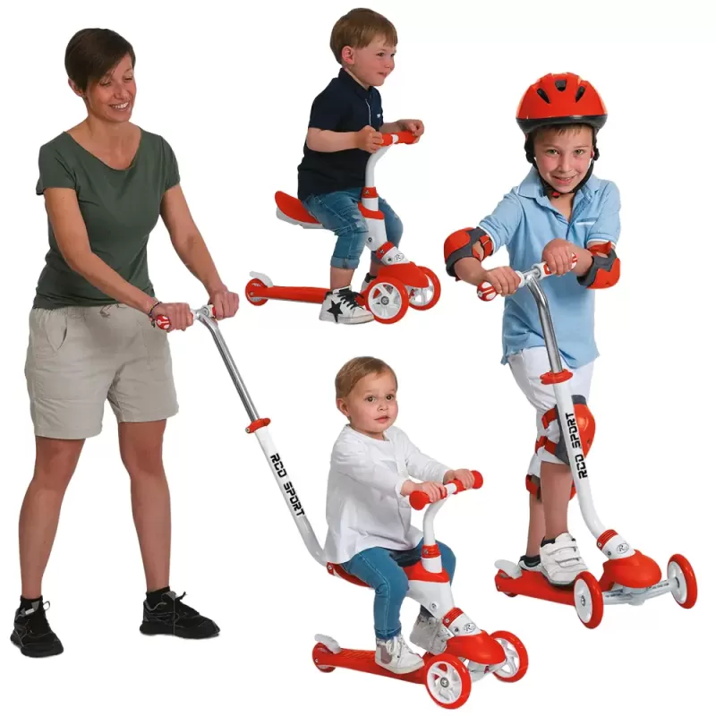 Trotineta evolutiva RCO, 5 in 1, Alb cu Rosu