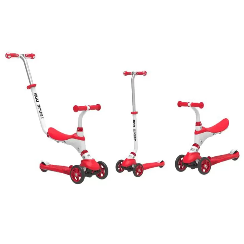 Trotineta evolutiva RCO, 5 in 1, Alb cu Rosu