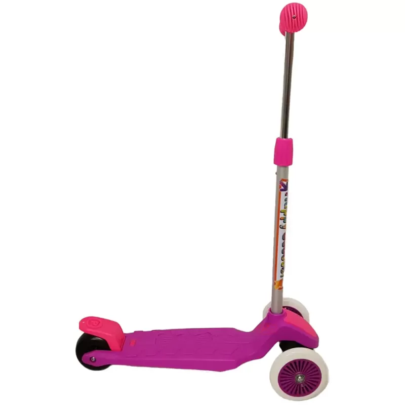 Trotineta copii cu 3 roti, ghidon reglabil, roti silicon, frana spate, Roz