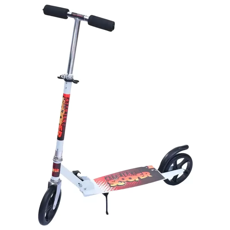 Trotineta din aliaj de metal, pliabila, ghidon reglabil, frana pe disc, ABEC-7, Alb