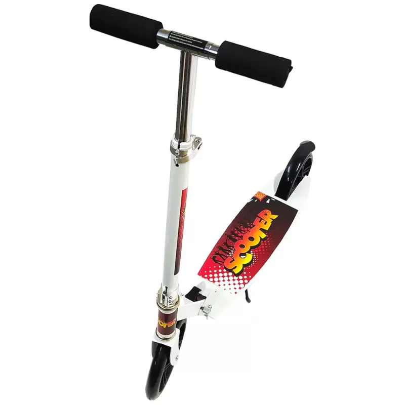 Trotineta din aliaj de metal, pliabila, ghidon reglabil, frana pe disc, ABEC-7, Alb