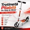 Trotineta din aliaj de metal, pliabila, ghidon reglabil, frana pe disc, ABEC-7, Alb