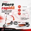 Trotineta din aliaj de metal, pliabila, ghidon reglabil, frana pe disc, ABEC-7, Alb