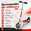 Trotineta din aliaj de metal, pliabila, ghidon reglabil, frana pe disc, ABEC-7, Alb