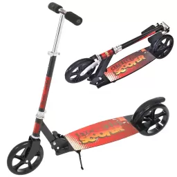 Trotineta din aliaj de metal, pliabila, ghidon reglabil, frana pe disc, ABEC-7, Negru