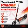 Trotineta din aliaj de metal, pliabila, ghidon reglabil, frana pe disc, ABEC-7, Negru