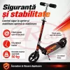 Trotineta din aliaj de metal, pliabila, ghidon reglabil, frana pe disc, ABEC-7, Negru