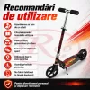 Trotineta din aliaj de metal, pliabila, ghidon reglabil, frana pe disc, ABEC-7, Negru