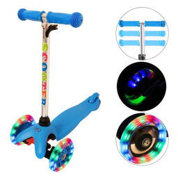 Trotineta cu 3 roti si luminite multicolore, Albastru