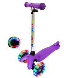 Trotineta cu 3 roti si luminite multicolore, Mov