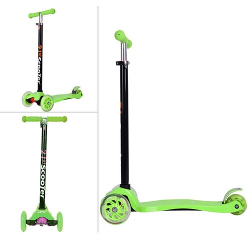 Trotineta cu 3 roti si luminite multicolore, Verde