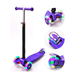 Trotineta cu 3 roti si luminite multicolore, Mov