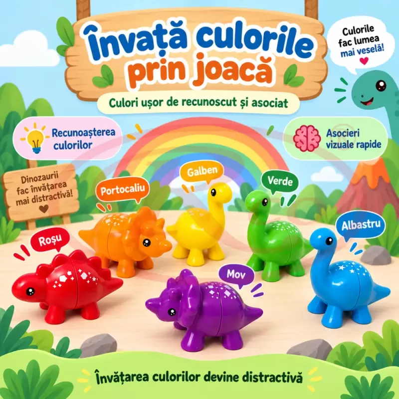 Set cu 10 dinozauri pentru motricitate fina, atentie si coordonare