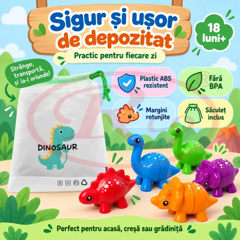 Set cu 10 dinozauri pentru motricitate fina, atentie si coordonare