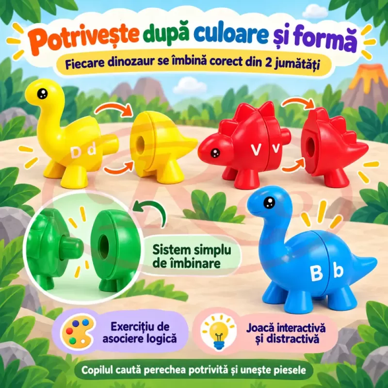 Set cu 13 dinozauri pentru motricitate fina, atentie si coordonare