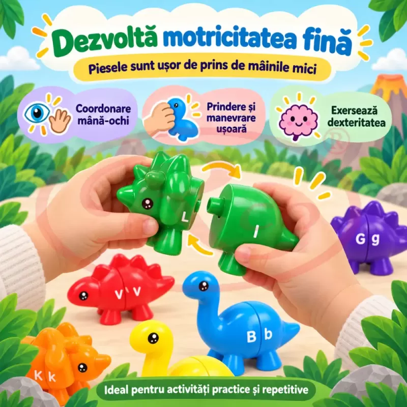 Set cu 13 dinozauri pentru motricitate fina, atentie si coordonare