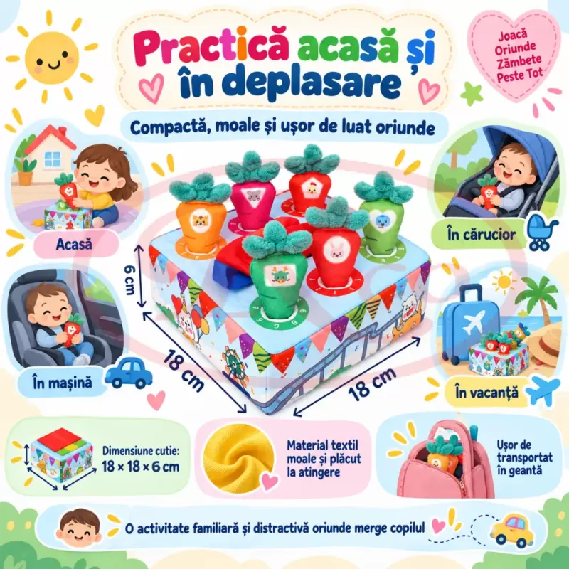 Set textil cu morcovi numerotati si servetele cu efect de fosnet