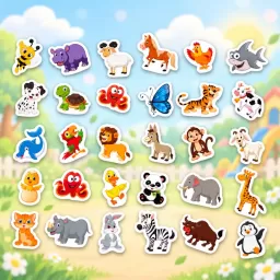 Set magneti educativi lumea animalelor din spuma EVA, 30 piese magnetice colorate
