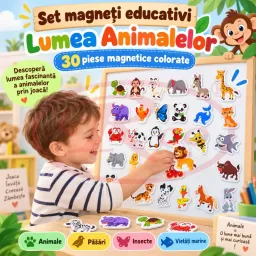 Set magneti educativi lumea animalelor din spuma EVA, 30 piese magnetice colorate