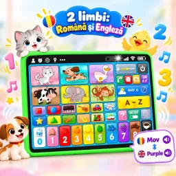 Tableta educativa interactiva pentru copii, in limba romana si engleza, 90+ activitati, +12 luni