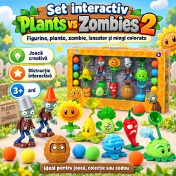 Set Figurine Plants vs Zombies 2 cu Lansator si Mingi, 10 bucati, 3+ ani