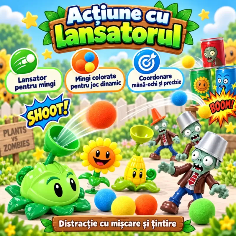 Set de colectie si joaca inspirat din universul Plants vs Zombies 2