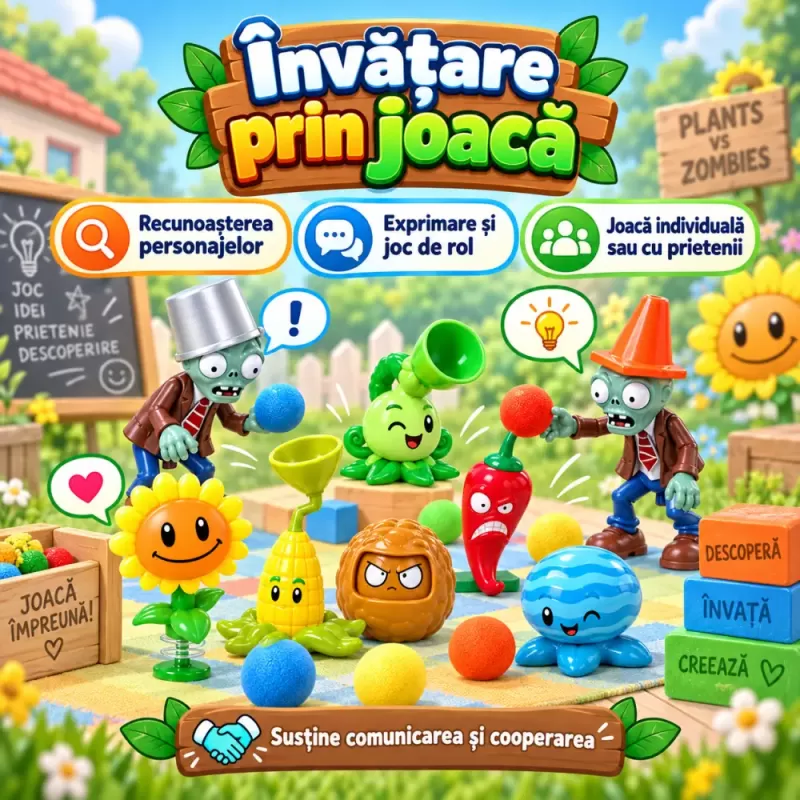 Set de colectie si joaca inspirat din universul Plants vs Zombies 2