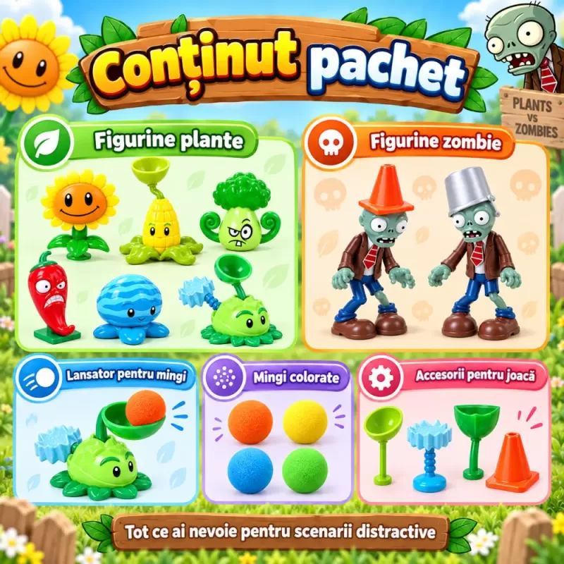 Set de colectie si joaca inspirat din universul Plants vs Zombies 2