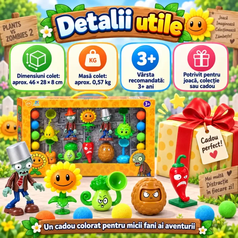 Set de colectie si joaca inspirat din universul Plants vs Zombies 2