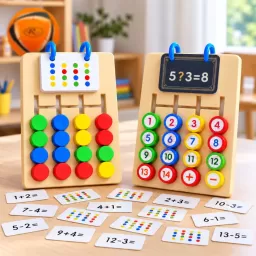 Joc Montessori educativ labirint, pentru asociere culori si numere, din plastic, 17 cm,  +3 ani