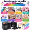 Set multicolor cu gentuta si suport pentru manga, lettering si proiecte creative
