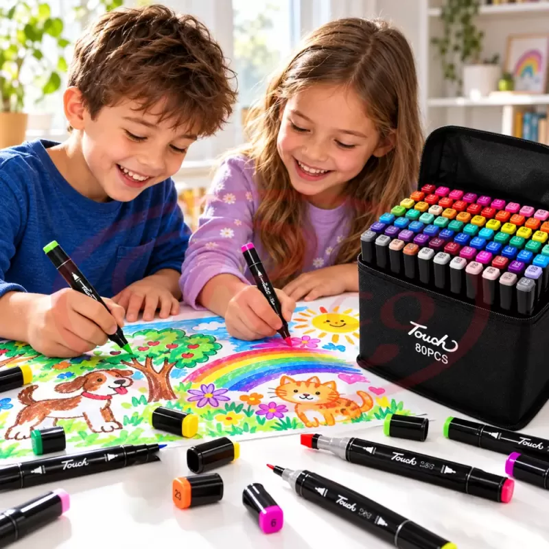 Set multicolor cu gentuta si suport pentru manga, lettering si proiecte creative