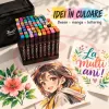Set multicolor cu gentuta si suport pentru manga, lettering si proiecte creative