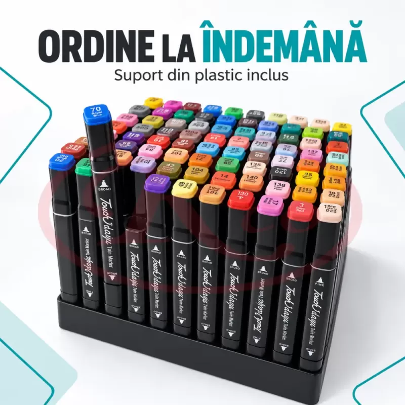 Set multicolor cu gentuta si suport pentru manga, lettering si proiecte creative