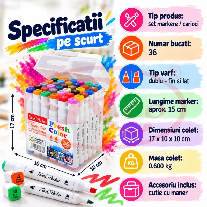 Set multicolor cu gentuta si suport pentru manga, lettering si proiecte creative