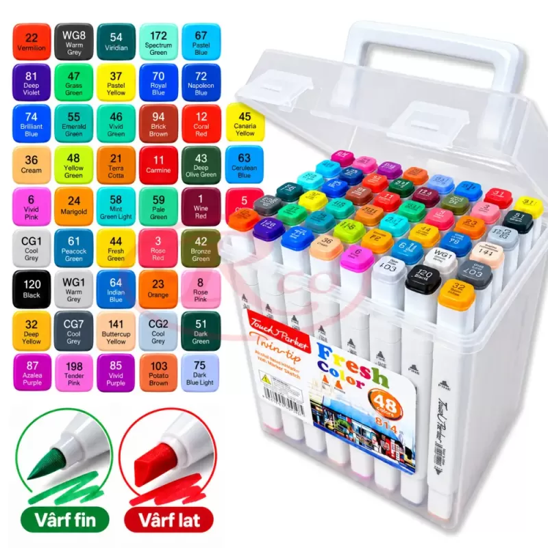 Set multicolor cu gentuta si suport pentru manga, lettering si proiecte creative