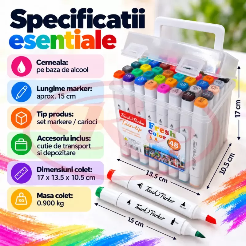 Set multicolor cu gentuta si suport pentru manga, lettering si proiecte creative