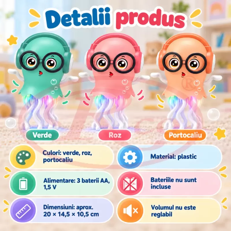 Meduza muzicala cu tentacule flexibile si lumini colorate