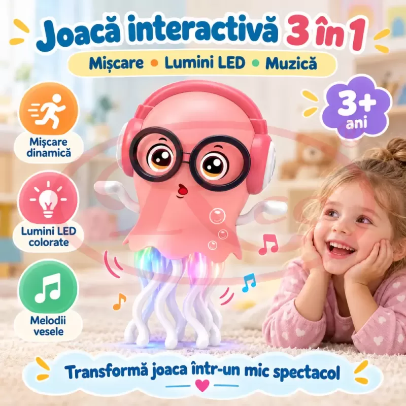 Meduza muzicala cu tentacule flexibile si lumini colorate