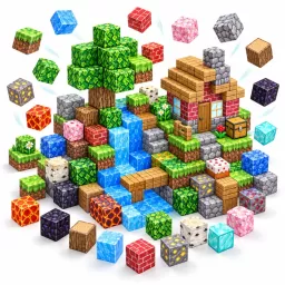 Set 60 cuburi magnetice tip Minecraft – jucarie STEM de construit pentru copii