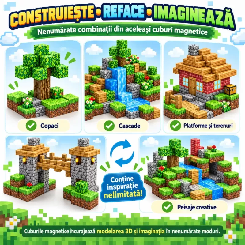 Set STEM magnetic pentru logica, orientare spatiala si imaginatie