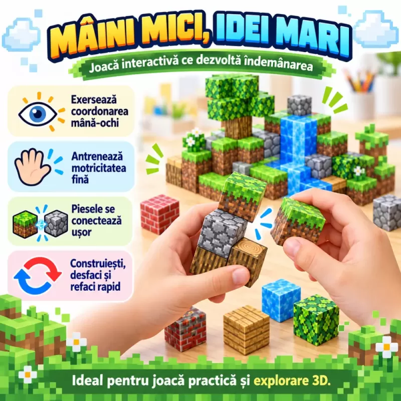 Set STEM magnetic pentru logica, orientare spatiala si imaginatie